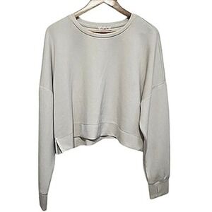 Anthropologie If It Were‎ Me Cropped Sweatshirt Womens XL Beige Soft Pullover